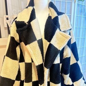 Fashion Nova Oversized Checker Teddy coat